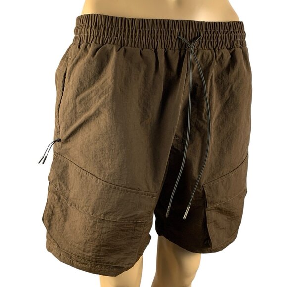 Richie Le Collection Cargo Short Mens Sz M Brown Utility RLC Pockets Drawstring - Picture 2 of 9